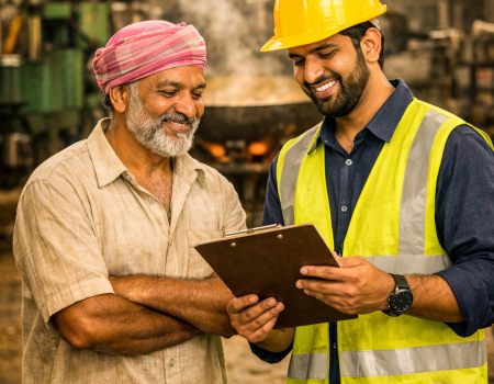 Farmer with engineer
